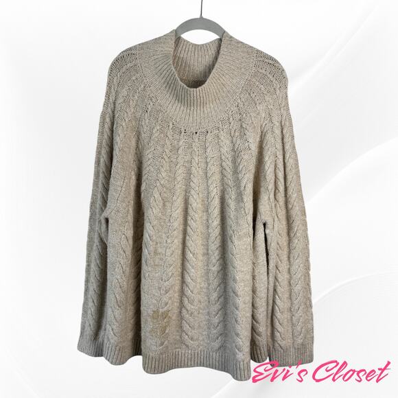 Knox Rose Sweater Mock Turtle Neck. Beige S.3X - Picture 3 of 8